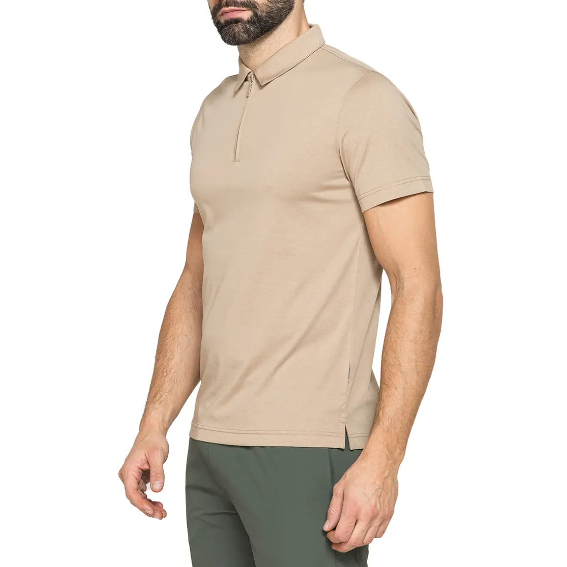 Polo beige da Uomo a maniche corte con chiusura a zip Carrera Jeans