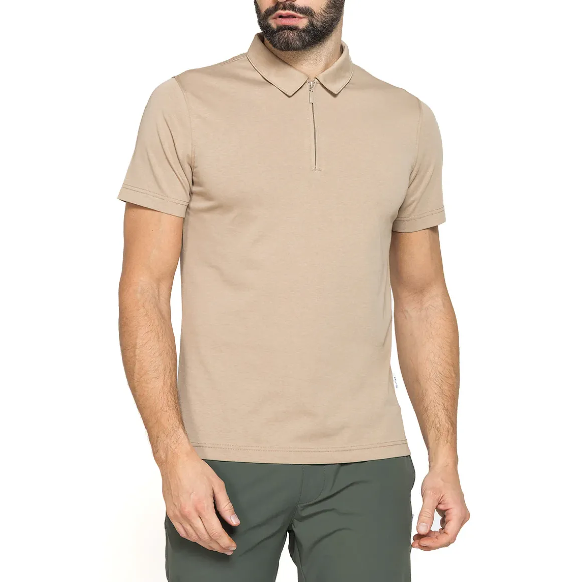 Polo beige da Uomo a maniche corte con chiusura a zip Carrera Jeans