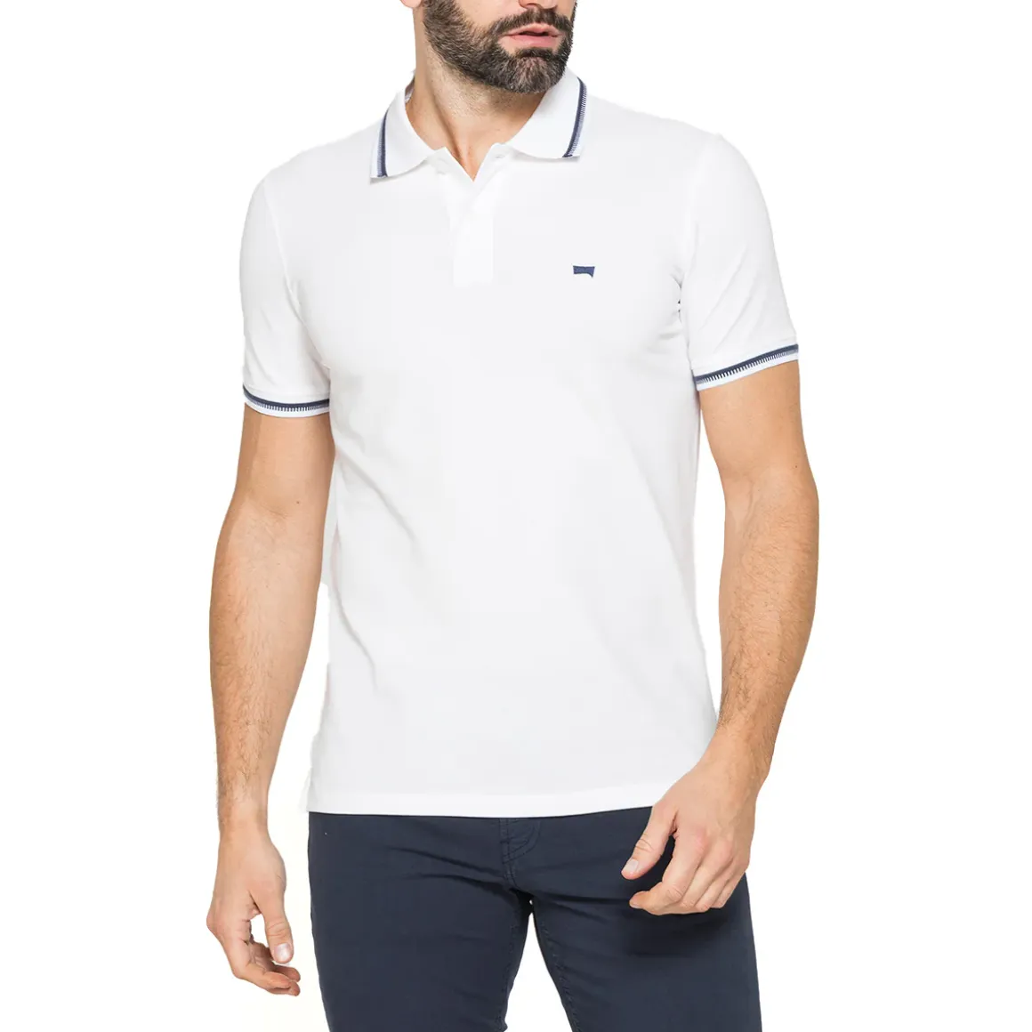 Polo bianca da Uomo a maniche corte in cotone Carrera Jeans
