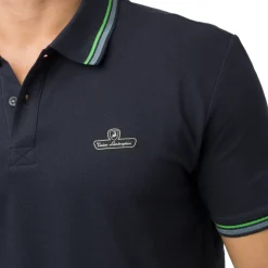 Polo blu da Uomo con dettaglio verde fluo Tonino Lamborghini