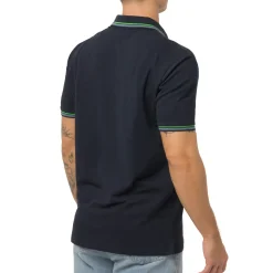 Polo blu da Uomo con dettaglio verde fluo Tonino Lamborghini