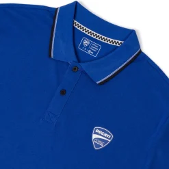 Polo da Uomo a maniche corte blu con profili a contrasto Ducati Corse