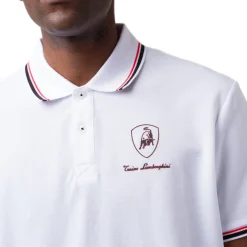 Polo da uomo bianca con dettagli rossi e blu Tonino Lamborghini