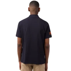 Polo da uomo blu scuro con dettagli arancione e logo Tonino Lamborghini