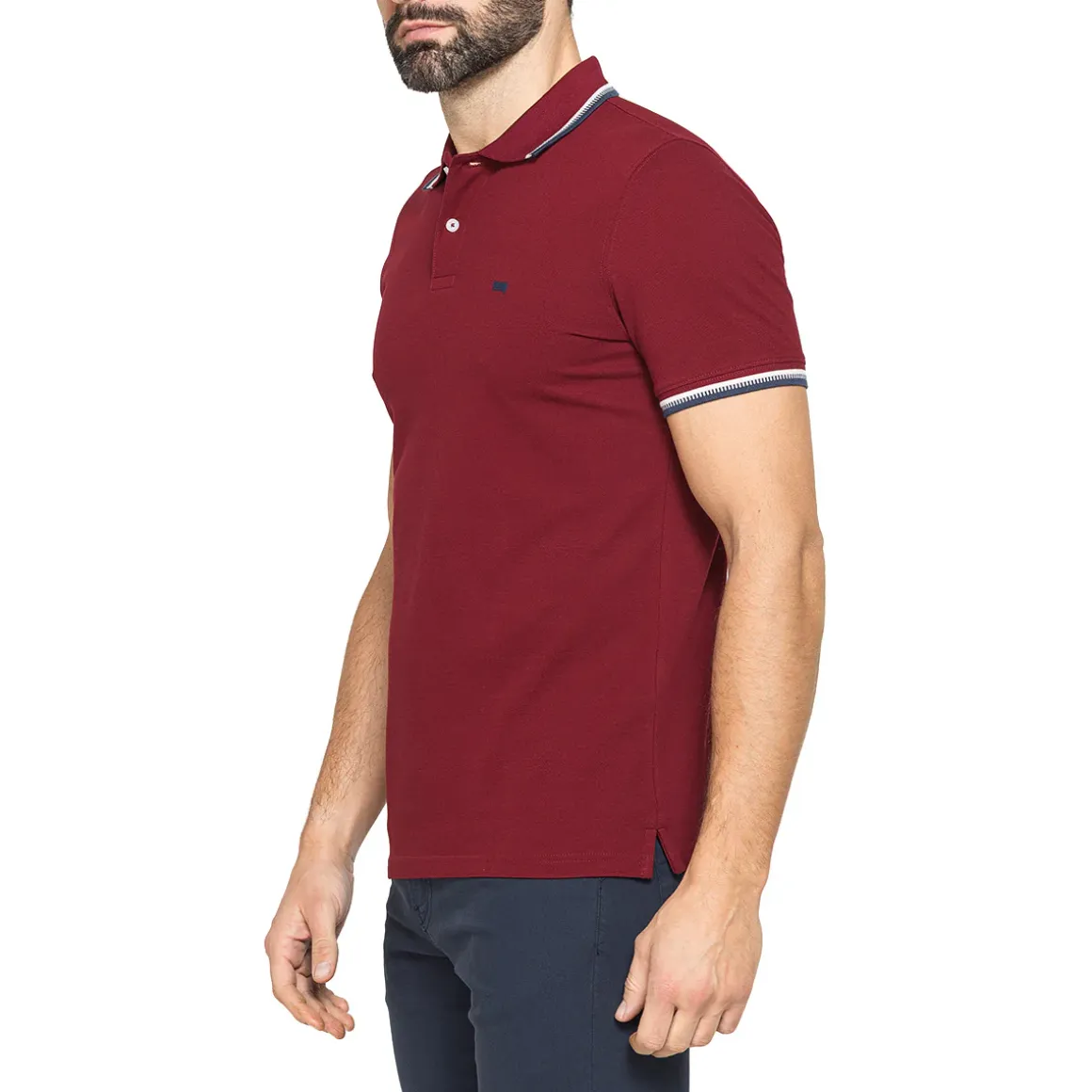 Polo da Uomo bordeaux a maniche corte con profili rigati Carrera Jeans