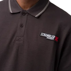 Polo da uomo nera in cotone con logo Ducati Scrambler