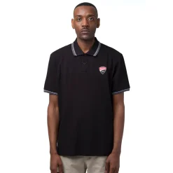 Polo nera da Uomo in cotone con logo Ducati Corse