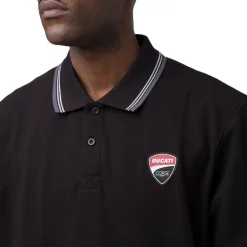Polo nera da Uomo in cotone con logo Ducati Corse