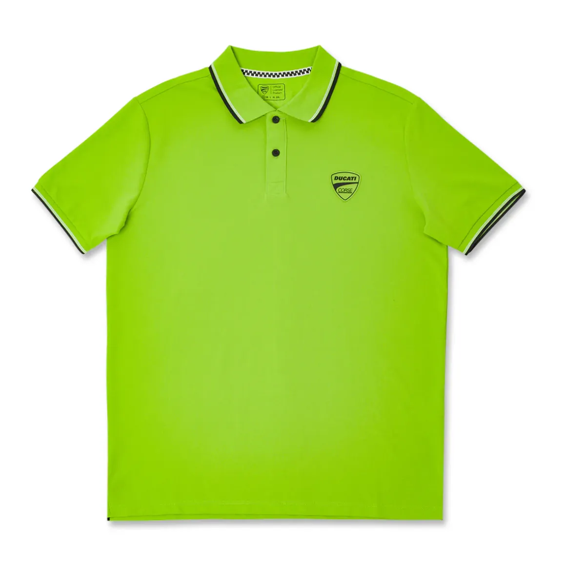 Polo sportiva Uomo verde con profili a contrasto e logo Ducati Corse