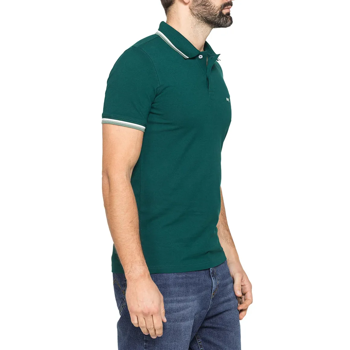 Polo verde da Uomo a maniche corte con bordi a contrasto Carrera Jeans