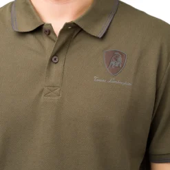 Polo verde militare da uomo Tonino Lamborghini con logo