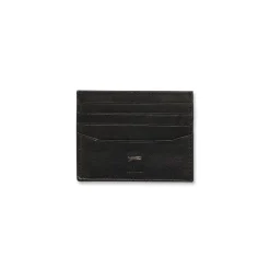 Portacarte da uomo nero in pelle con logo metallico Jaguar