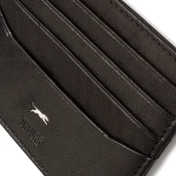 Portacarte da uomo nero in pelle con logo metallico Jaguar