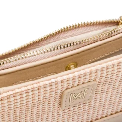 Portafoglio Beige da Donna con dettagli effetto paglia e logo Lora Ferres