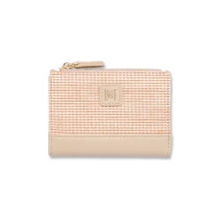 Portafoglio Beige da Donna con dettagli effetto paglia e logo Lora Ferres