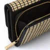 Portafoglio da Donna a righe effetto paglia nero e beige Lora Ferres