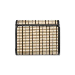 Portafoglio da Donna a righe effetto paglia nero e beige Lora Ferres