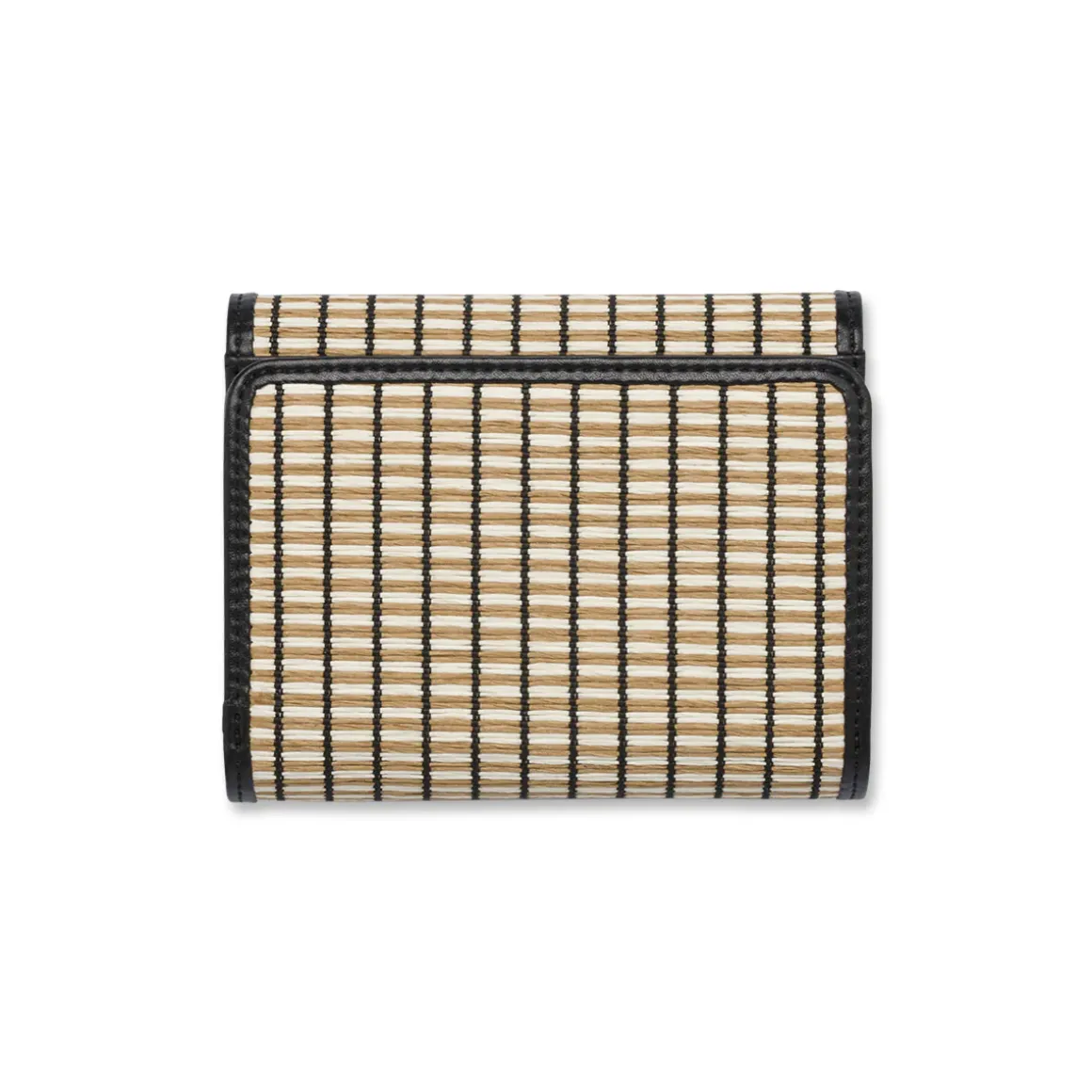 Portafoglio da Donna a righe effetto paglia nero e beige Lora Ferres