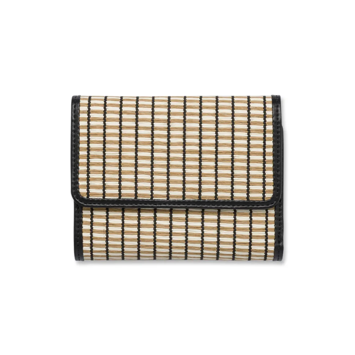 Portafoglio da Donna a righe effetto paglia nero e beige Lora Ferres