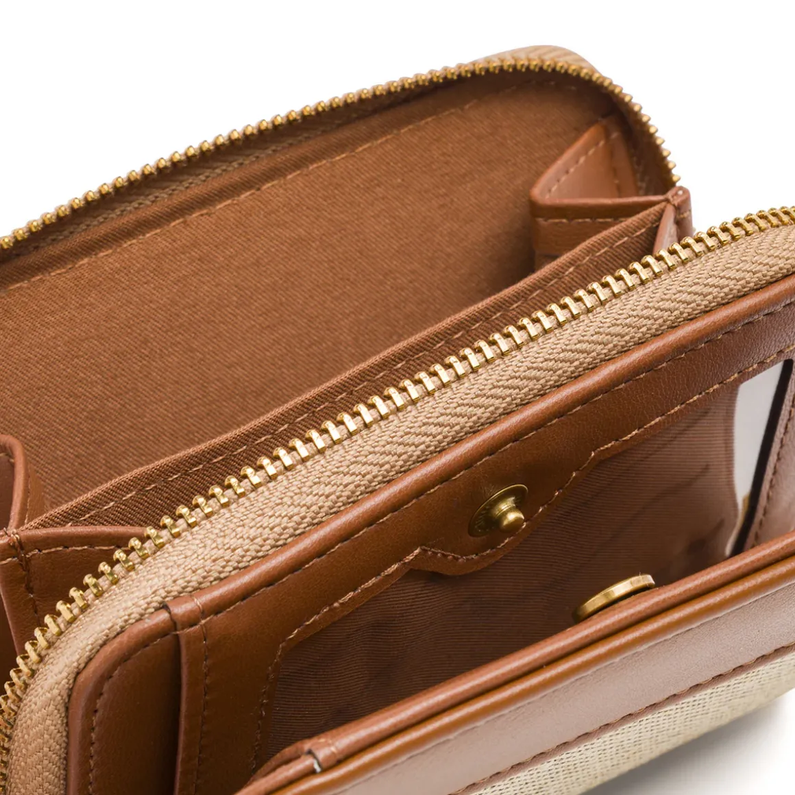 Portafoglio da Donna Marrone e Beige con scomparti e zip Lora Ferres