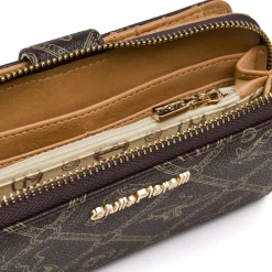 Portafoglio da Donna marrone con stampa logata e logo Giulia Pieralli