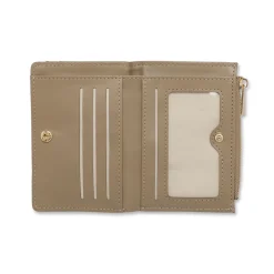 Portafoglio da Donna taupe effetto martellato con zip Lora Ferres