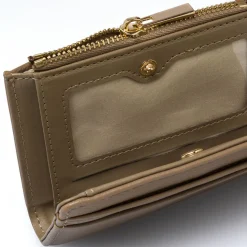 Portafoglio da Donna taupe effetto martellato con zip Lora Ferres
