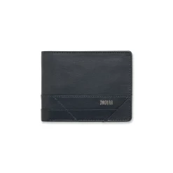 Portafoglio da uomo blu in pelle con cuciture e logo frontale Jaguar