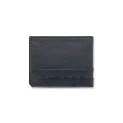 Portafoglio da uomo blu in pelle con cuciture e logo frontale Jaguar