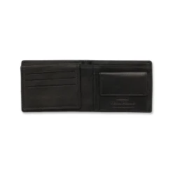 Portafoglio da uomo nero in pelle con logo metallico Jaguar