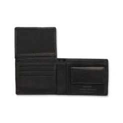 Portafoglio da uomo nero in pelle con logo metallico Jaguar