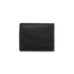 Portafoglio da uomo nero in pelle con logo metallico Jaguar
