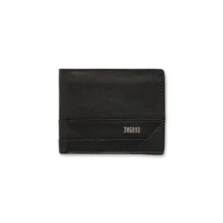 Portafoglio da uomo nero in pelle con logo metallico Jaguar