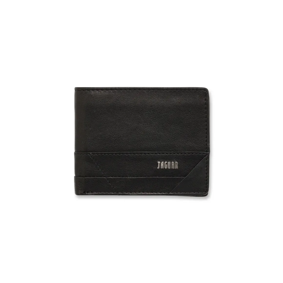 Portafoglio da uomo nero in pelle con logo metallico Jaguar