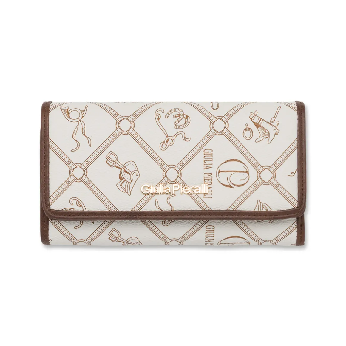Portafoglio Donna beige e marrone con stampa equestre Giulia Pieralli
