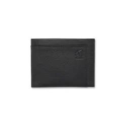 Portafoglio nero da Uomo in vera pelle con inserto texture Americanino
