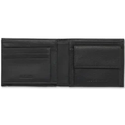 Portafoglio nero da Uomo in vera pelle con inserto texture Americanino