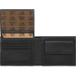 Portafoglio nero da Uomo in vera pelle con inserto texture Americanino