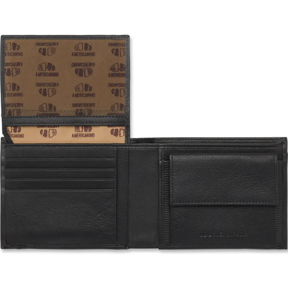 Portafoglio nero da Uomo in vera pelle con inserto texture Americanino