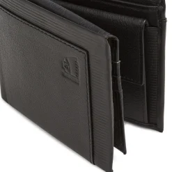 Portafoglio nero da Uomo in vera pelle con inserto texture Americanino