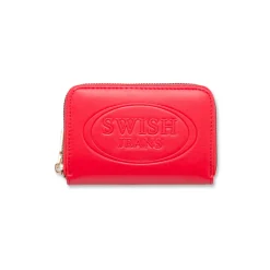 Portafoglio rosso da Donna con zip e logo Swish Jeans
