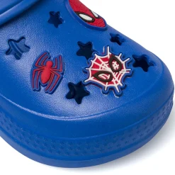 Sabot blu da Bambino con cinturino posteriore e applicazioni Spiderman