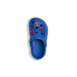 Sabot blu da Bambino con cinturino posteriore e applicazioni Spiderman