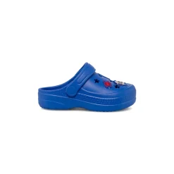 Sabot blu da Bambino con cinturino posteriore e applicazioni Spiderman