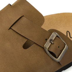 Sabot da Donna marroni con fibbia regolabile e suola in sughero Tè Verde