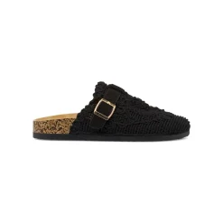 Sabot Neri Donna con tomaia effetto crochet e fibbia Lora Ferres