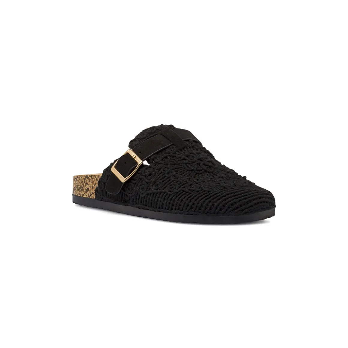 Sabot Neri Donna con tomaia effetto crochet e fibbia Lora Ferres