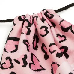 Sacca Zaino in Tessuto Rosa con Stampa Wild Heart e Laccetti Neri Camomilla Milano