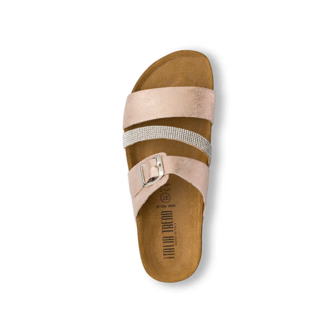 Sandali a Fasce Oro da Donna con Strass Italia Trend