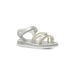 Sandali argento da Bambina con strass e fascia intrecciata Dieci Baci